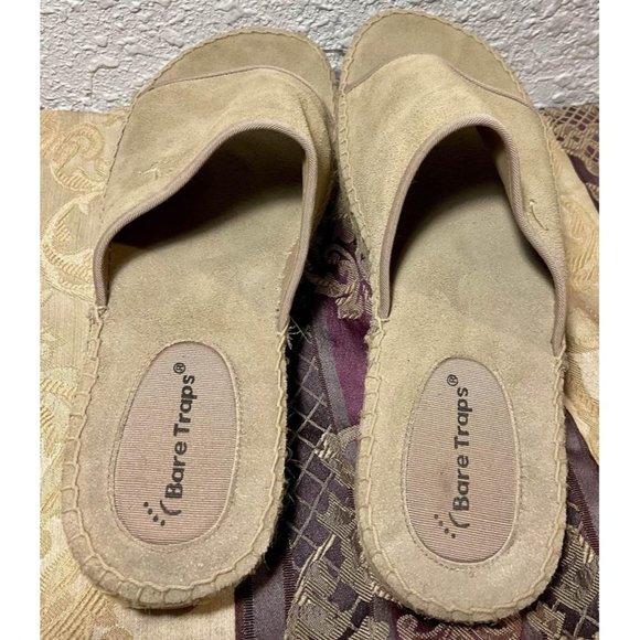 Women’s Bare Traps Carson Slides Tan Suede Leather Espadrilles Sandals Size 10M - Picture 9 of 10